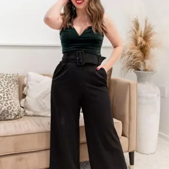 Express Dark Green Velvet Crop Top - Picture 6 of 8